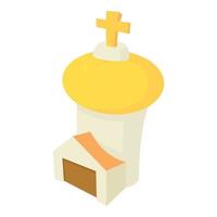 Church icon, cartoon style vector