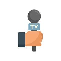 Tv reporter microphone icon flat isolated vector