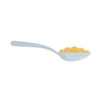 icono de cuchara de copos de cereal vector aislado plano