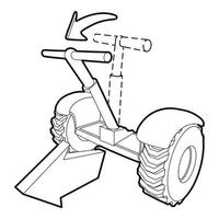 Front inclined segway icon, outline style vector