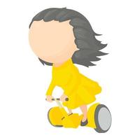 chica en segway icono, estilo de dibujos animados vector