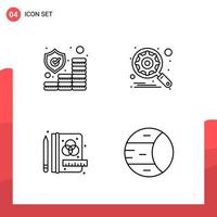 Pack of 4 Universal Outline Icons for Print Media on White Background. vector