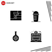 Collection of 4 Vector Icons in solid style. Pixle Perfect Glyph Symbols for Web and Mobile. Solid Icon Signs on White Background. 4 Icons.