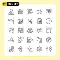 25 Creative Icons for Modern website design and responsive mobile apps. 25 Outline Symbols Signs on White Background. 25 Icon Pack. vector