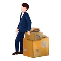 Postman boxes icon cartoon vector. Mail man