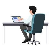 Man with computer icon cartoon vector. Online work vector