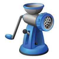 Blue meat grinder icon cartoon vector. Kitchen equipment vector