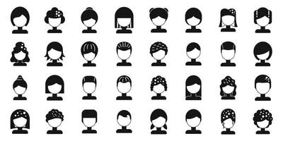 conjunto de iconos de peluca vector simple. Muchacha rizada