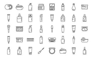 Korean cosmetics icons set outline vector. Aloe avocado vector