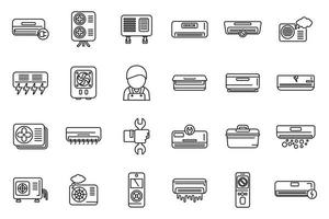 Repair air conditioner icons set outline vector. Install hvac vector