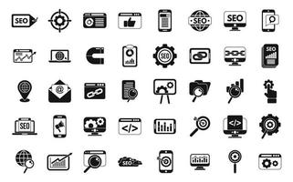 Search engine optimization icons set simple vector. Search global vector