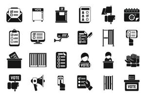 Polling booth icons set simple vector. Ballot box vector