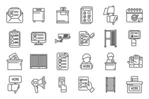 Polling booth icons set outline vector. Ballot box vector