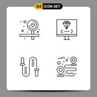 4 Creative Icons Modern Signs and Symbols of board rope coding development skipping Editable Vector Design Elements