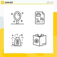 Collection of 4 Universal Line Icons. Icon Set for Web and Mobile. vector