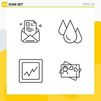 Collection of 4 Universal Line Icons. Icon Set for Web and Mobile. vector