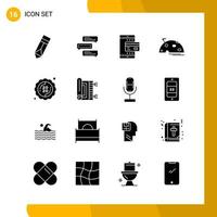 16 Icon Set. Solid Style Icon Pack. Glyph Symbols isolated on White Backgound for Responsive Website Designing. vector