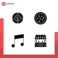 Pack of 4 Universal Glyph Icons for Print Media on White Background. vector