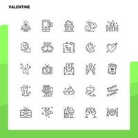 conjunto de iconos de línea de san valentín conjunto de 25 iconos diseño de estilo minimalista vectorial conjunto de iconos negros paquete de pictogramas lineales vector