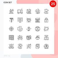 25 Creative Icons Modern Signs and Symbols of sauna document medicine cloud sharing Editable Vector Design Elements