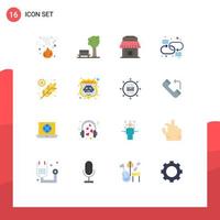 16 Flat Color concept for Websites Mobile and Apps farming network tree link chain Editable Pack of Creative Vector Design Elements