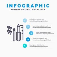 reparar el icono de línea de equipo de ingeniería personalizado con fondo de infografía de presentación de 5 pasos vector