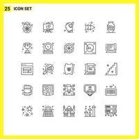 25 Universal Lines Set for Web and Mobile Applications jar ancient jar head amphora forward Editable Vector Design Elements