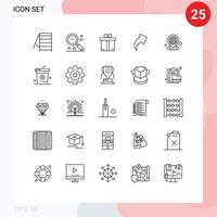 Group of 25 Lines Signs and Symbols for map home gift gps up Editable Vector Design Elements