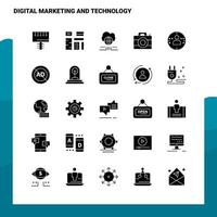 25 Digital Marketing And Technology Icon set. Solid Glyph Icon Vector Illustration Template For Web and Mobile. Ideas for business company.