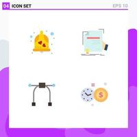 4 Universal Flat Icons Set for Web and Mobile Applications bell design wedding bell education tool Editable Vector Design Elements