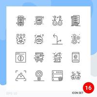 16 signos de contorno universal símbolos de diseño de archivos elementos de diseño vectorial editables de código de compilación de moda vector