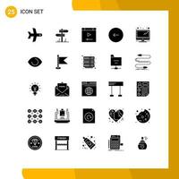 paquete de iconos vectoriales de stock de 25 signos y símbolos de línea para elementos de diseño vectorial editables posteriores multimedia de la aplicación de reproducción de hardware vector