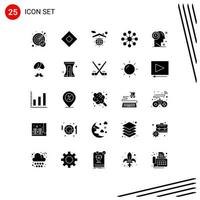 25 Thematic Vector Solid Glyphs and Editable Symbols of head dashboard earth organization business Editable Vector Design Elements