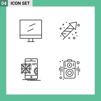 Concepto de 4 líneas para sitios web móviles y aplicaciones codificación informática celebración vacaciones elementos de diseño vectorial editables móviles vector