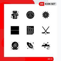 Universal Icon Symbols Group of 9 Modern Solid Glyphs of document arrows user layout success Editable Vector Design Elements