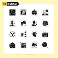 16 User Interface Solid Glyph Pack of modern Signs and Symbols of female electrician ufo construction development Editable Vector Design Elements