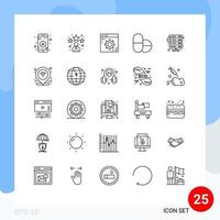 Stock Vector Icon Pack of 25 Line Signs and Symbols for web hosting internet error tablets Editable Vector Design Elements