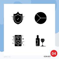 User Interface Pack of 4 Basic Solid Glyphs of check beat tick finance heart Editable Vector Design Elements