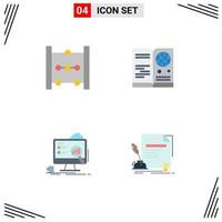 Group of 4 Flat Icons Signs and Symbols for abacus board passport travel laptop Editable Vector Design Elements