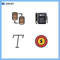 Set of 4 Modern UI Icons Symbols Signs for database math storage calc italic Editable Vector Design Elements