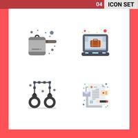 User Interface Pack of 4 Basic Flat Icons of kitchen police case handcuffs design Editable Vector Design Elements