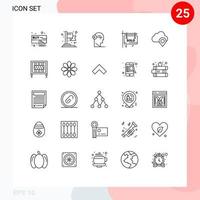 Mobile Interface Line Set of 25 Pictograms of map real estate key sold board Editable Vector Design Elements