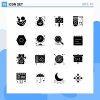 16 Universal Solid Glyph Signs Symbols of basic remote santa control skull Editable Vector Design Elements