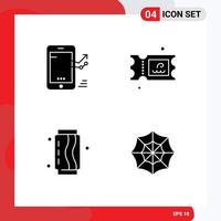 4 Thematic Vector Solid Glyphs and Editable Symbols of chart drink progress water food Editable Vector Design Elements