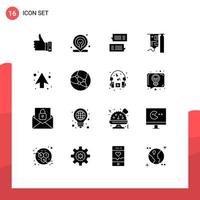 16 Thematic Vector Solid Glyphs and Editable Symbols of medical drip location conversations mail Editable Vector Design Elements