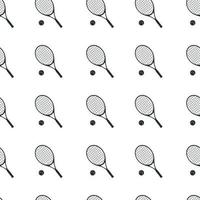 Hand drawn seamless pattern. Tennis rackets and balls vector