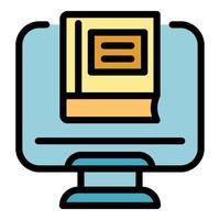 Monitor learning icon color outline vector