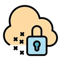 Secured cloud icon color outline vector