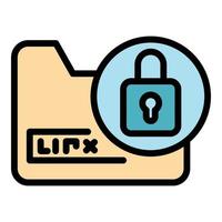 Secured files icon color outline vector