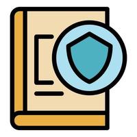 Secured control book icon color outline vector